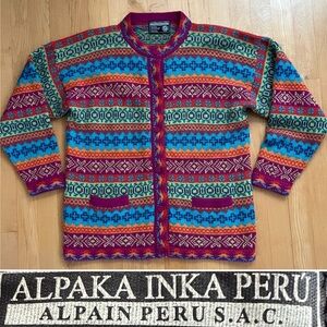 🦙Alpaca Knit Cardigan Sweater | Superfina Alpaca | Peruvian | Large (10-12)